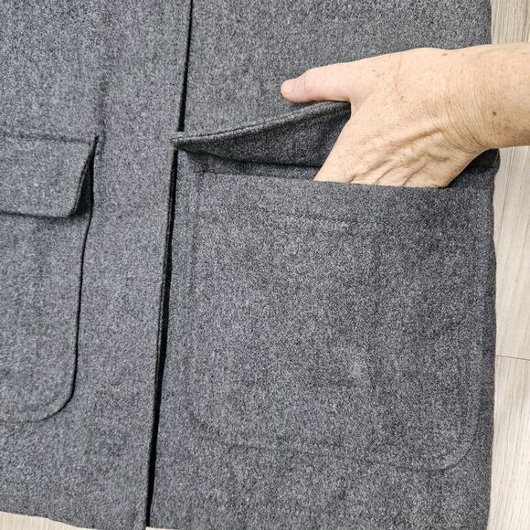 OLD NAVY Womens Gray Faux Fur Hooded Wool Peacoat Medium Tall - Picture 3 of 10